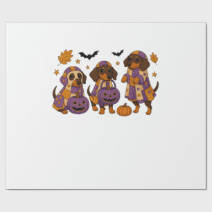 Papel De Presente Cachorro Dachshund Fantasma Halloween