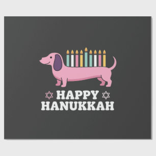 Papel De Presente Cachorro Dachshund Feliz Hanukkah