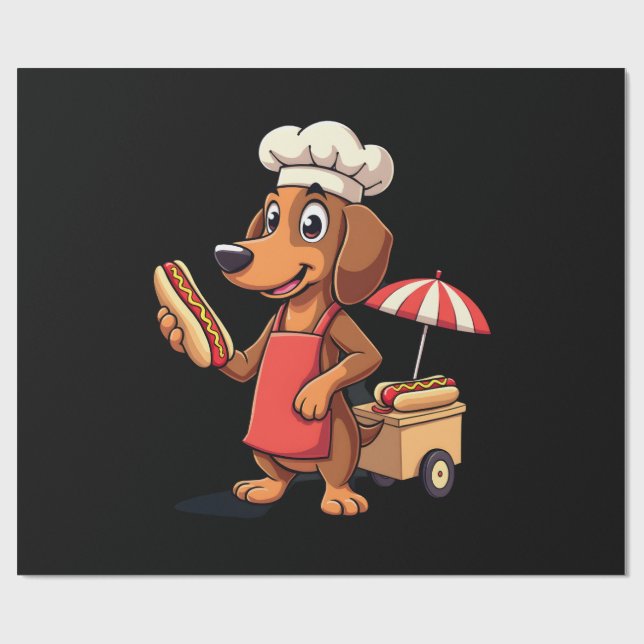 Papel De Presente Cachorro Dackel Engraçado Sanduíche Salsicha Cacho (Aberto)