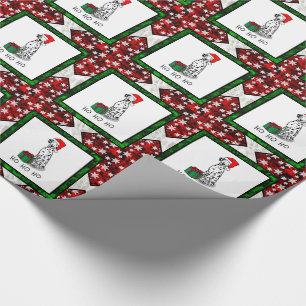 Papel De Presente Cachorro Dalmaciano de Santa Hat de Natal (preto 1