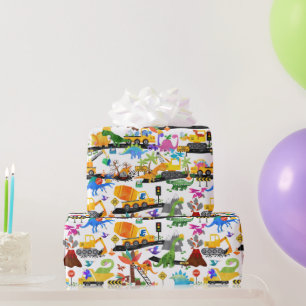 Papel De Presente Cachorro das Crianças do Dinossauro de Aquarela