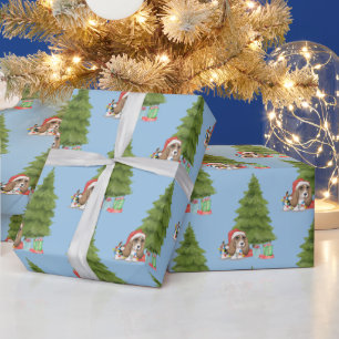 Papel De Presente Cachorro de Caça de Natal em Luzes