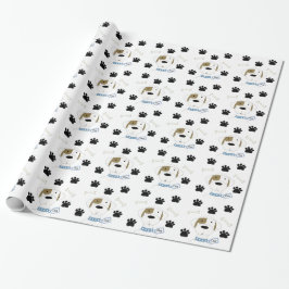 Papel De Presente Cachorro de Desenho Animado com Pegadas de Pata