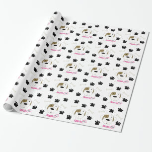Papel De Presente Cachorro de Desenho Animado com Pegadas de Pata