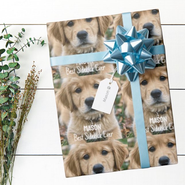 Papel De Presente Cachorro de Estimação Personalizado com Foto e Nom (Criador carregado)