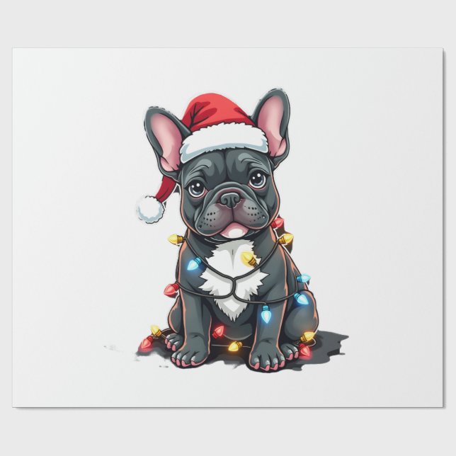 Papel De Presente Cachorro de Natal Bulldog Francês Natal Frenchie 3 (Aberto)