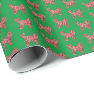 Papel De Presente Cachorro de Natal Cachorro Verde Silhute Verde