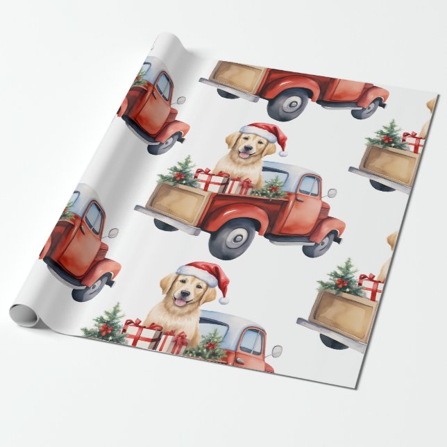 Papel De Presente Cachorro de Natal com papel de embrulhamento de pr (Desenrolado)