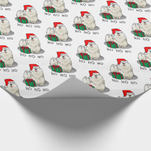 Papel De Presente Cachorro de Natal Santa Hat Puli (branco) Engraçad