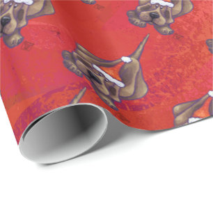 Papel De Presente Cachorro De Natal Vermelho