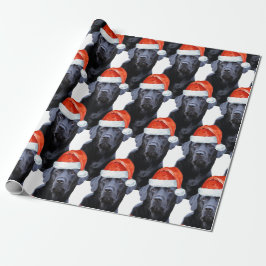 Papel De Presente Cachorro de Papais noeis Feriados de Natal Black L