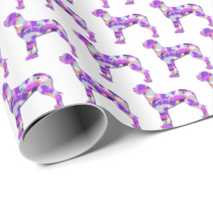 Papel De Presente Cachorro de Raça Grande Silhueta Colorida Roxo W