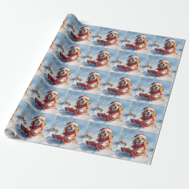 Papel De Presente Cachorro de Sledge Deixe-o nevar no Natal (Desenrolado)