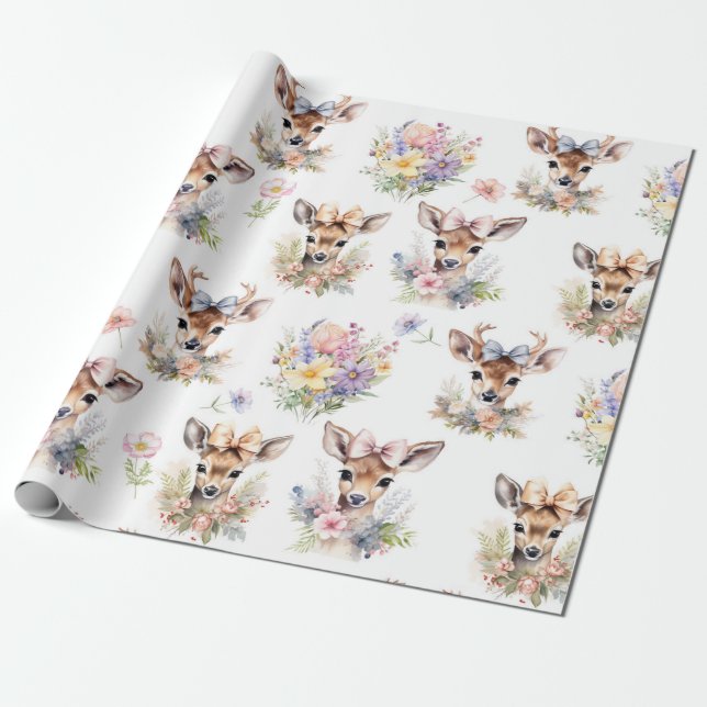 Papel De Presente Cachorro de Velhinho com Flor Selvagem (Desenrolado)