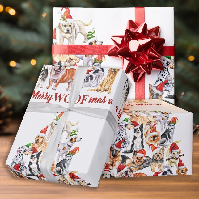 Papel De Presente Cachorro de Woofmas feliz sobrevoando os Cães de Á (Criador carregado)