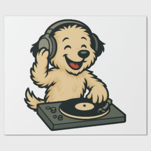 Papel De Presente Cachorro DJ Fofo com Fones de Ouvido � Presente Di