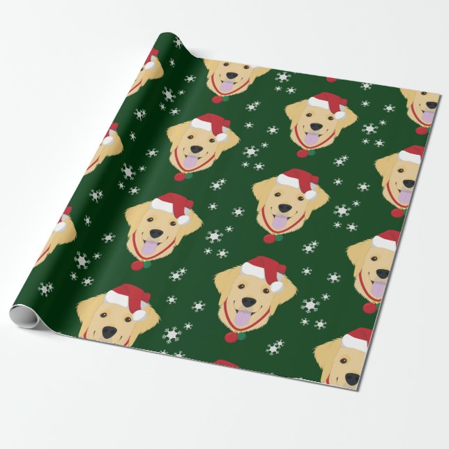 Papel De Presente Cachorro do Papai noel de Natal (Desenrolado)