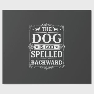 Papel De Presente Cachorro Engraçado Deus Escrito ao Contrário