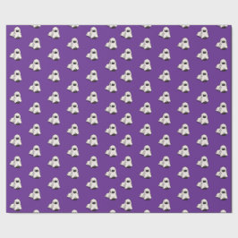Papel De Presente Cachorro Engraçado Halloween Fantasma Roxo