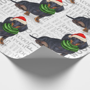 Papel De Presente Cachorro Engraçado Lover Dachshund em Santa Chapéu