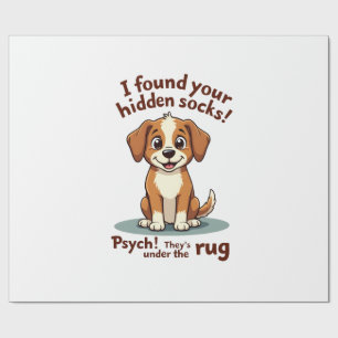 Papel De Presente Cachorro Engraçado Meias Escondidas Citação Vintag