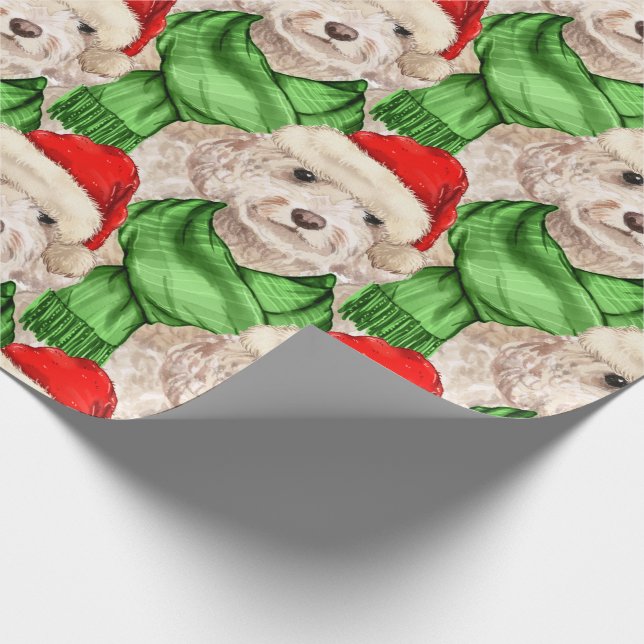 Papel De Presente Cachorro Engraçado Passa o Natal Champanhe Cockapo (Ponta)