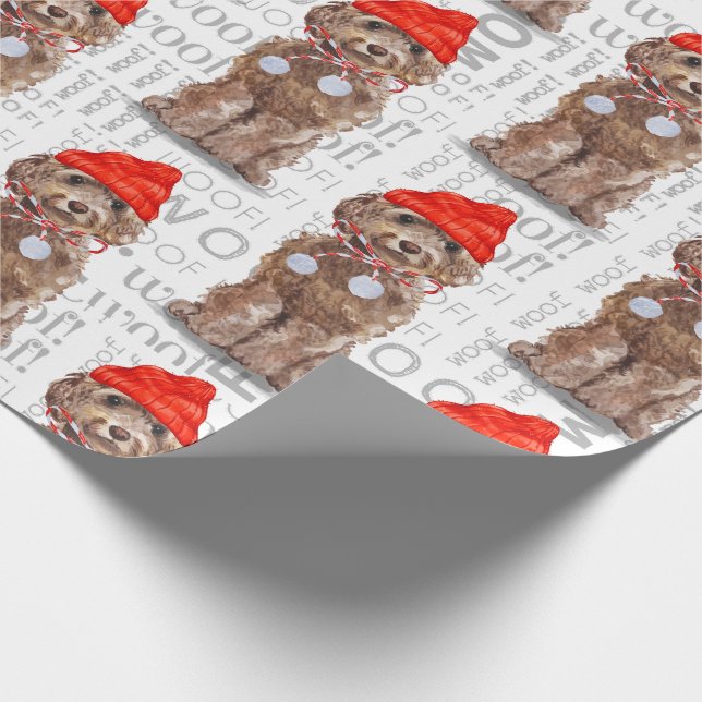 Papel De Presente Cachorro Engraçado Passou Natal Cockapoto (Ponta)