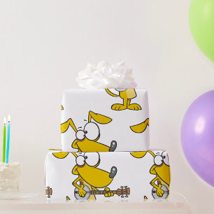 Papel De Presente Cachorro Engraçado Tocando Música Banjo