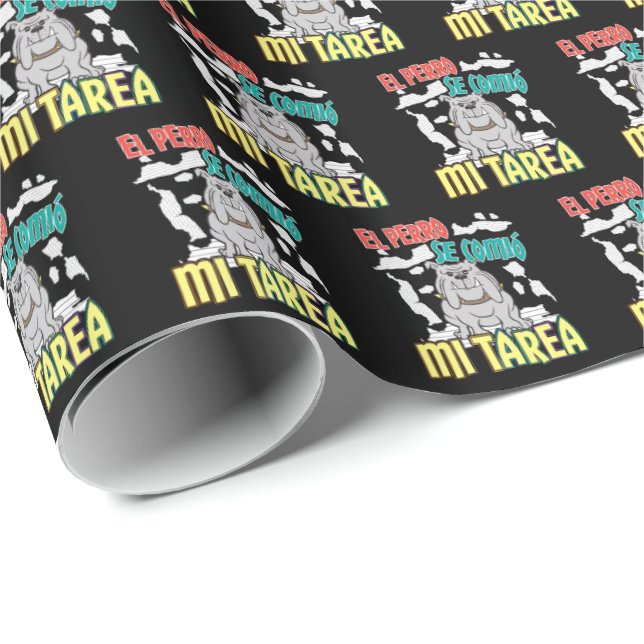 Papel De Presente Cachorro Espanhol Ate My Homework - Perro Tarea (Ponta do rolo)