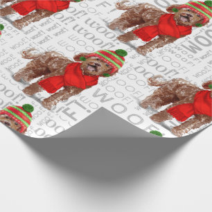 Papel De Presente Cachorro Feriado Lover Brown Labradoodle Natal