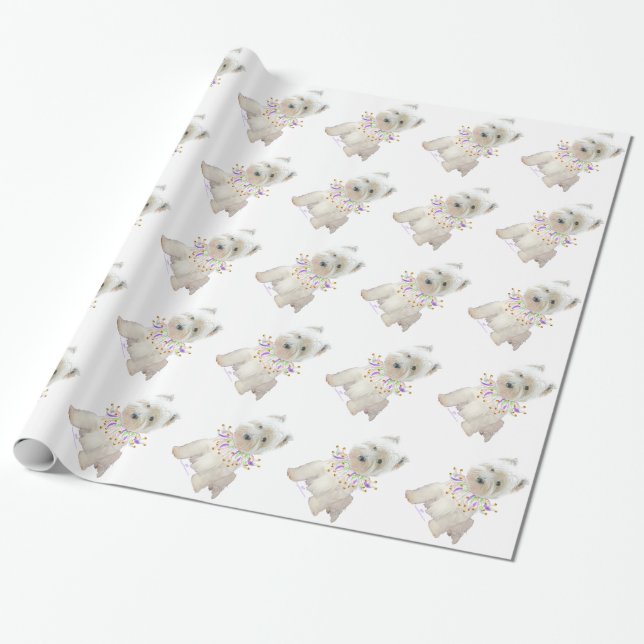 Papel De Presente Cachorro Festeiro (Desenrolado)