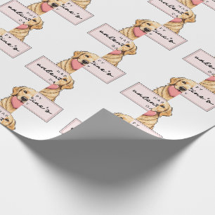 Papel De Presente Cachorro Fofo com Coração Feliz Dia dos Namorados