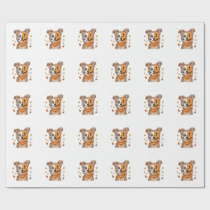 Papel De Presente Cachorro Fofo Metade Esqueleto Metade Abóbora Hall
