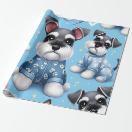 Papel De Presente Cachorro Gelado Do Padrão Animal Schnauzer