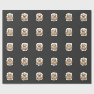 Papel De Presente Cachorro Golden Retriever Floral Sublimação