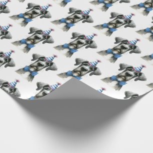 Papel De Presente Cachorro Grande com Pequeno Chapéu de Aniversário 