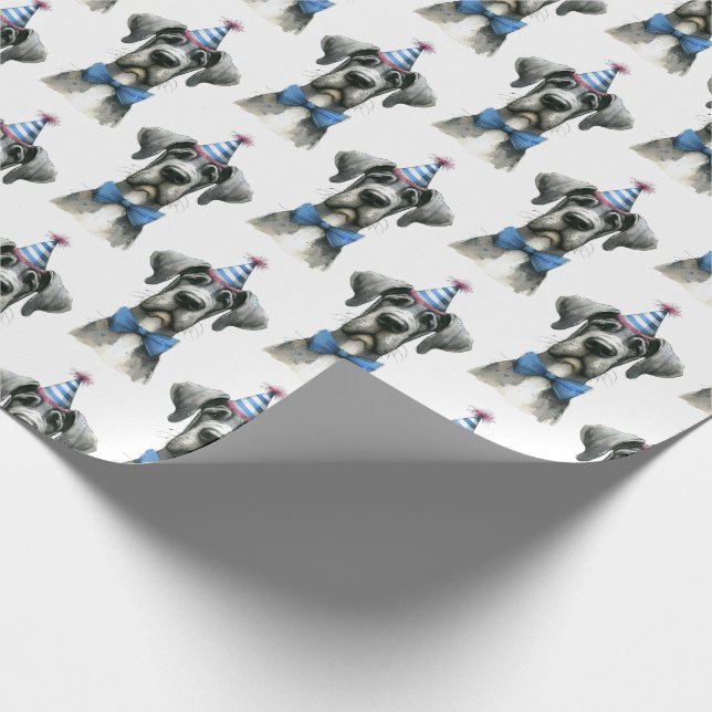 Papel De Presente Cachorro Grande com Pequeno Chapéu de Aniversário  (Ponta)