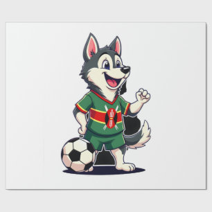 Papel De Presente Cachorro Husky Engraçado Dabbing Quênia Futebol -