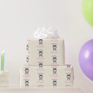 Papel De Presente Cachorro husky preto e branco fofo