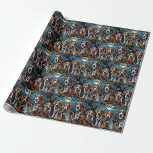 Papel De Presente Cachorro Inglês Americano Halloween Assustador 