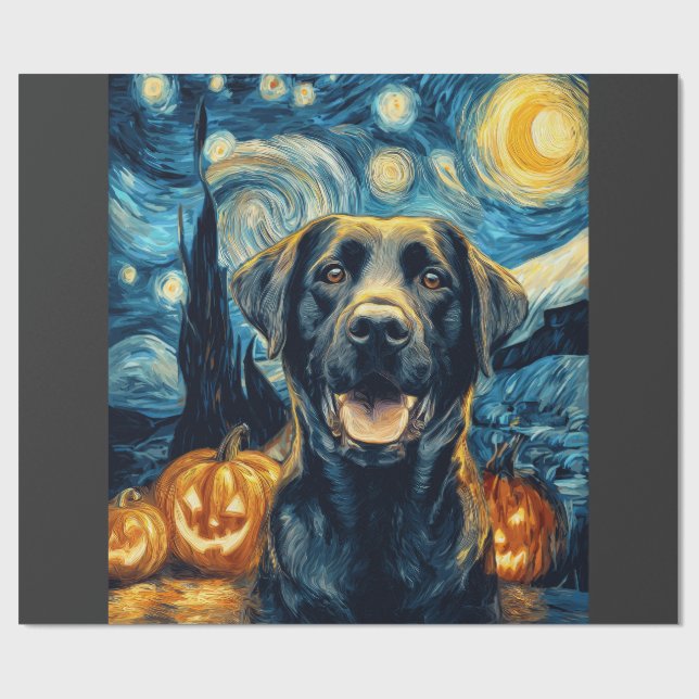 Papel De Presente Cachorro Labrador Preto Fofo de Halloween Jack O L (Aberto)