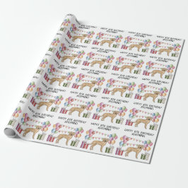Papel De Presente Cachorro Labrador Retriever Amarelo Aniversário Co