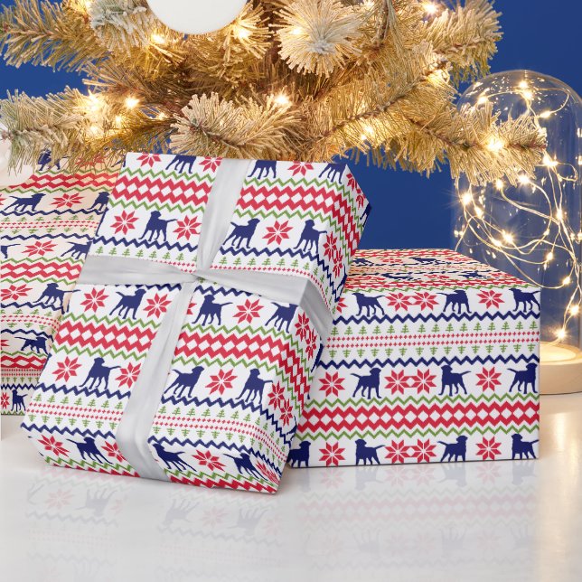 Papel De Presente Cachorro Labrador Retriever Natal no Estilo Nórdic (Feriados)