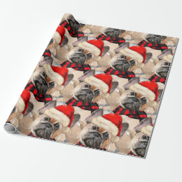 Papel De Presente Cachorro Passado Patterno Francês Bulldog Natal
