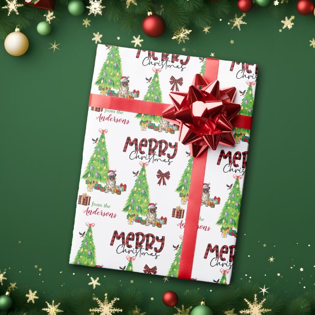 Papel De Presente Cachorro, pássaro e árvore de Natal (Criador carregado)