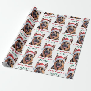 Papel De Presente Cachorro Pastor Alemão Personalizado com Chapéu de