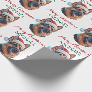 Papel De Presente Cachorro Pastor Alemão Personalizado de Chapéu de
