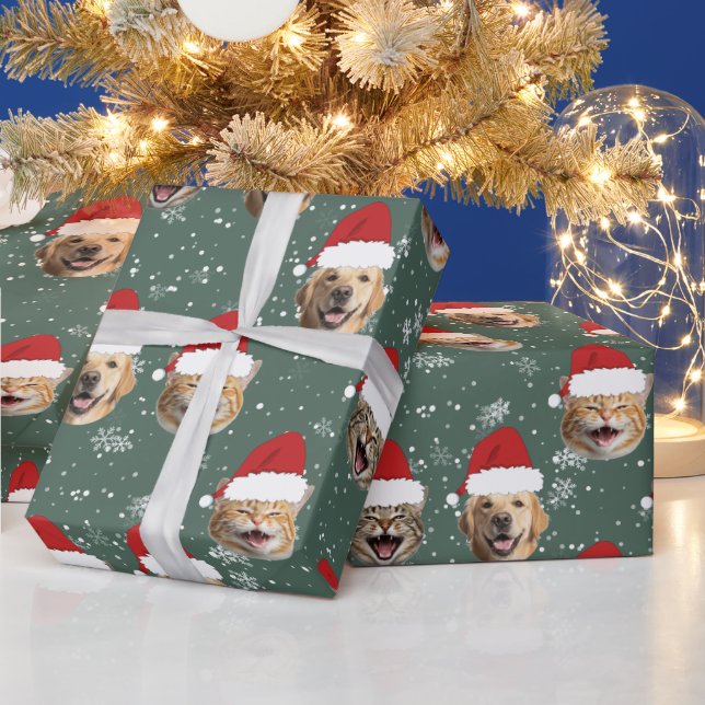 Papel De Presente Cachorro Personalizado Engraçado Gato 3 Rostos de  (Feriados)