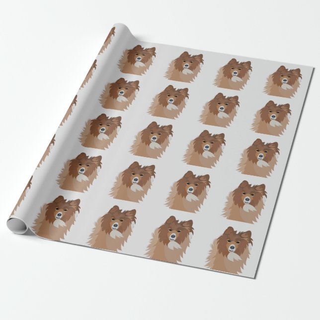 Papel De Presente Cachorro Pet Sheltie Cachorro  (Desenrolado)
