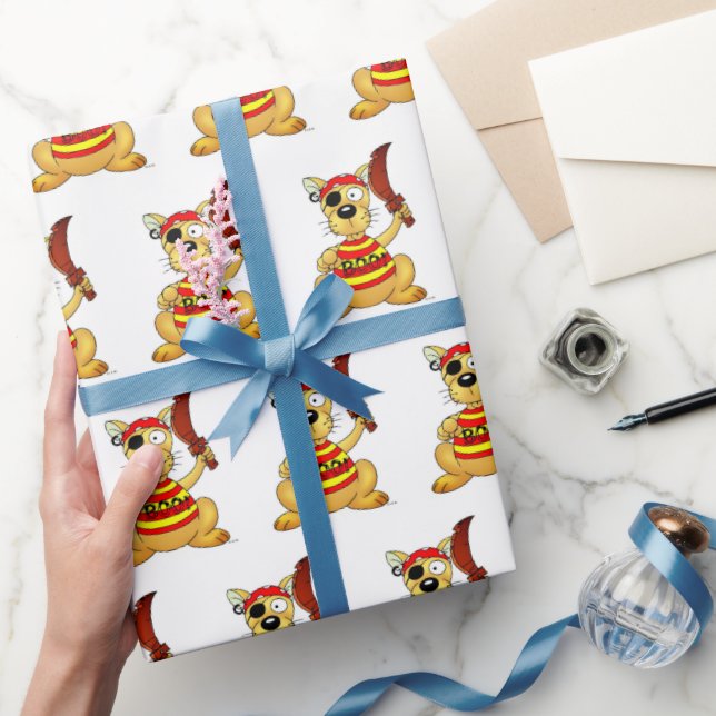 Papel De Presente Cachorro Pirata Engraçado com Espada de Brinquedo (Presentear)